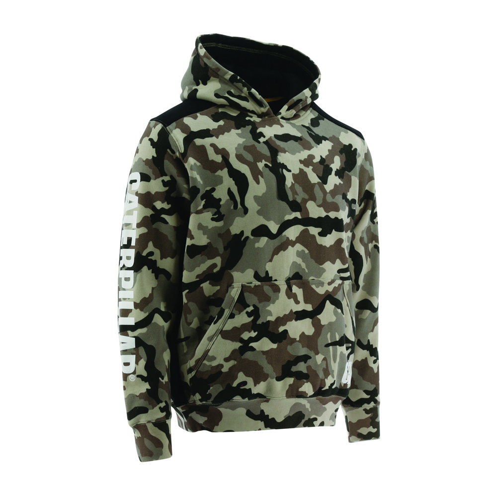 Caterpillar Men's Logo Panel Hooded Sweat Hoodies Camo CAT-26903